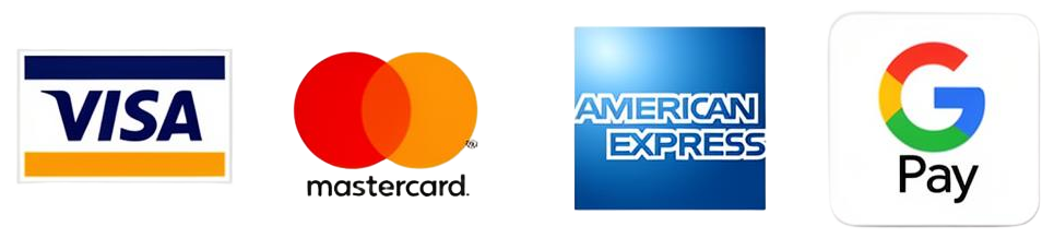 Accepted Payment Methods: Visa, Mastercard, American Express, Google Pay